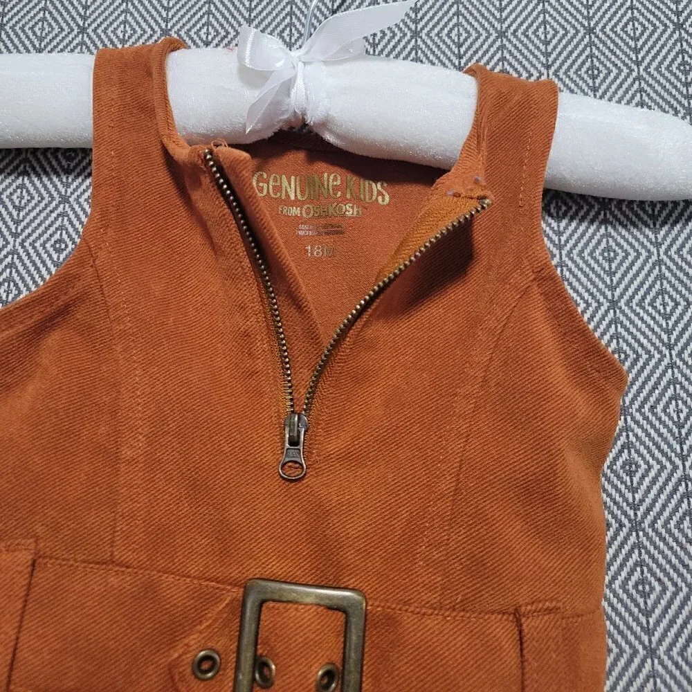 Genuine Kids From OshKosh  Copper/ Brown Dress With Built In Belt & Pockets 18M
